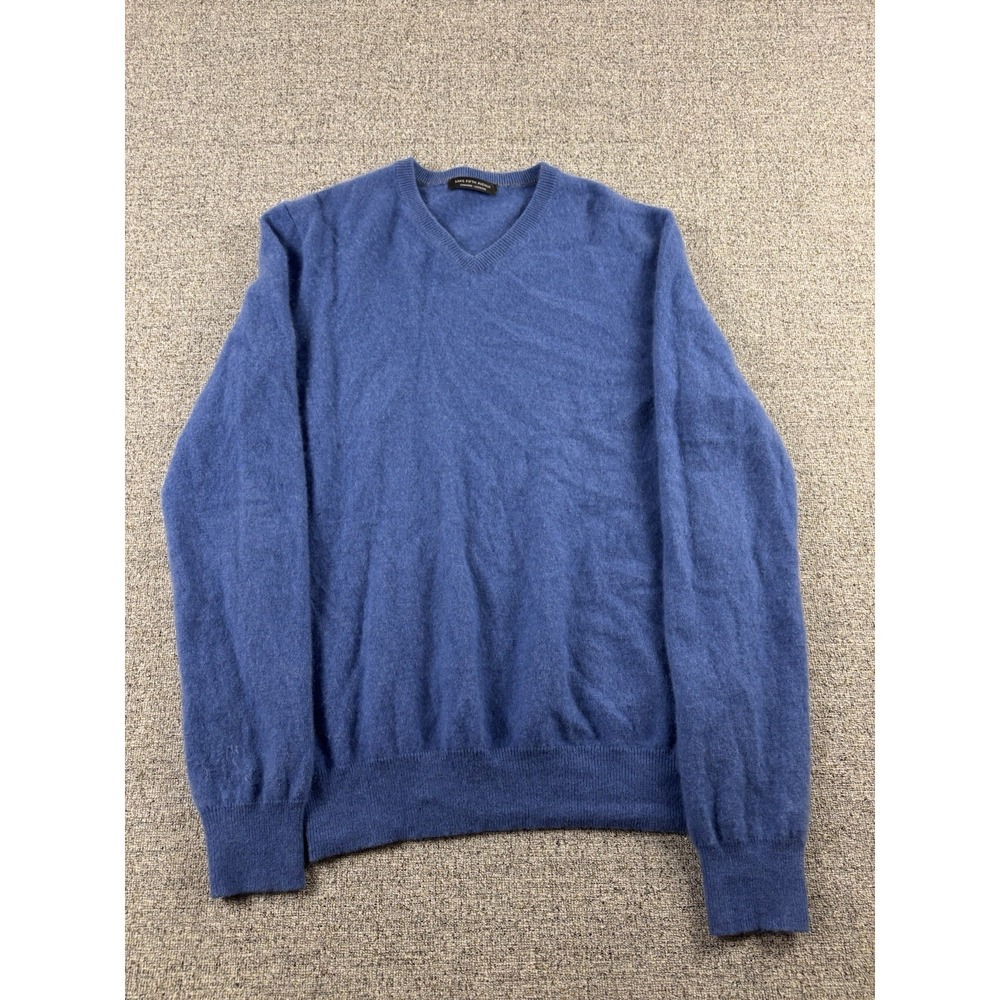 Saks Fifth Avenue Sweater Womens S Blue Cashmere V Neck Pullover Soft Luxury
